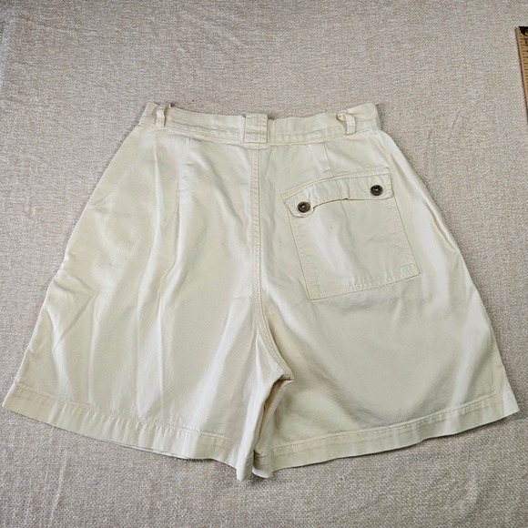 90s Basic Editions White Pleated High Waisted Shorts Cotton Women's 9/10 - Picture 2 of 11